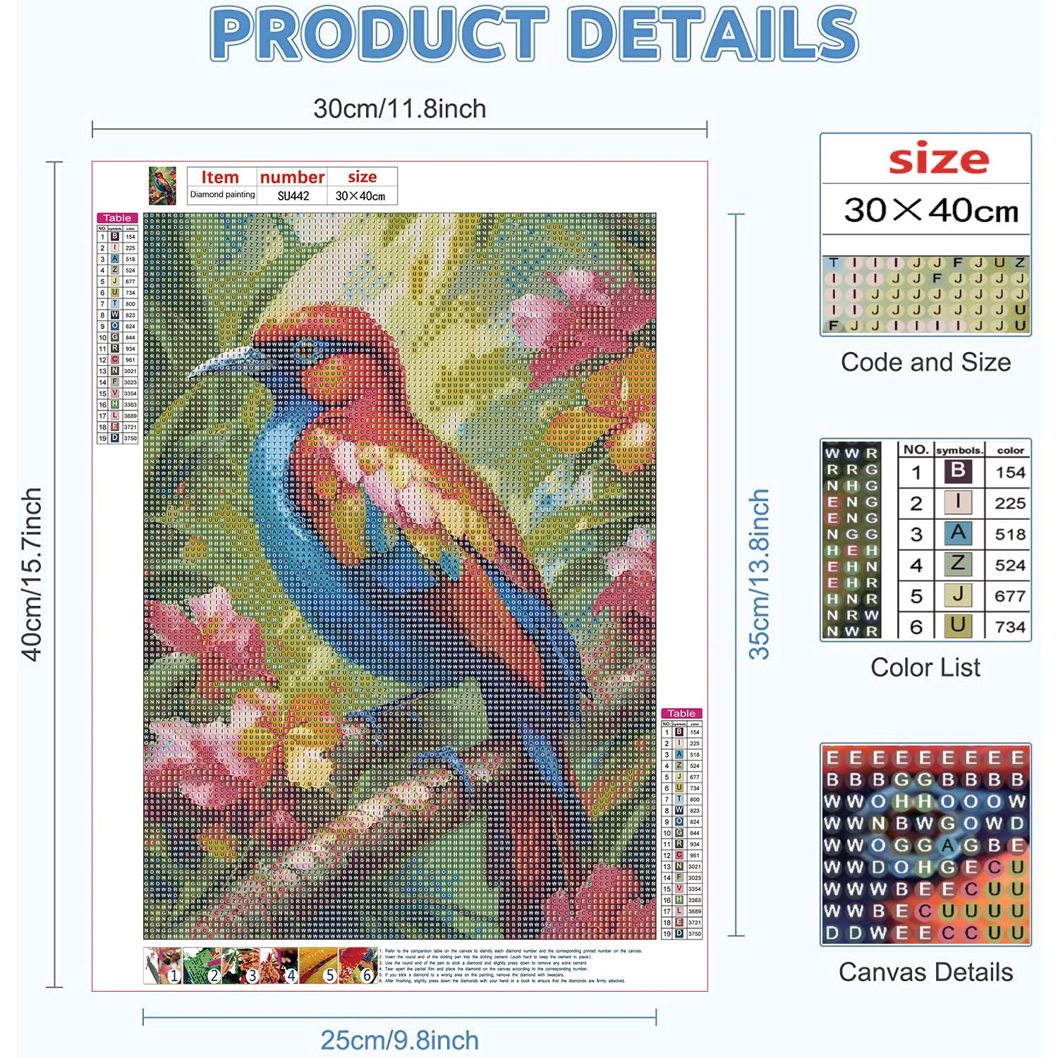 CLAKINLA Chicken Diamond Art Painting Kit - 5D Hen Floral DIY Craft 12x12 Inch