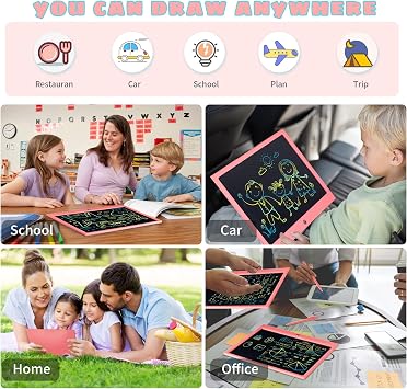 LCD Writing Tablet Kids Toys 15 inch Electronic Writing Digital eWriter Handwriting Doodle Board Gift for Kids & Adults Home School Office Drawing Pad Gifts (Pink)