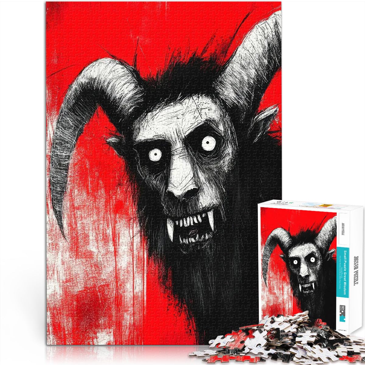 jigsaw puzzles for adults 2000 pieces Evil goat monster Made of cardboard，for 14+ Analysis and logic Great gifts and toys 。size：70x100cm/27.5x39.3inch
