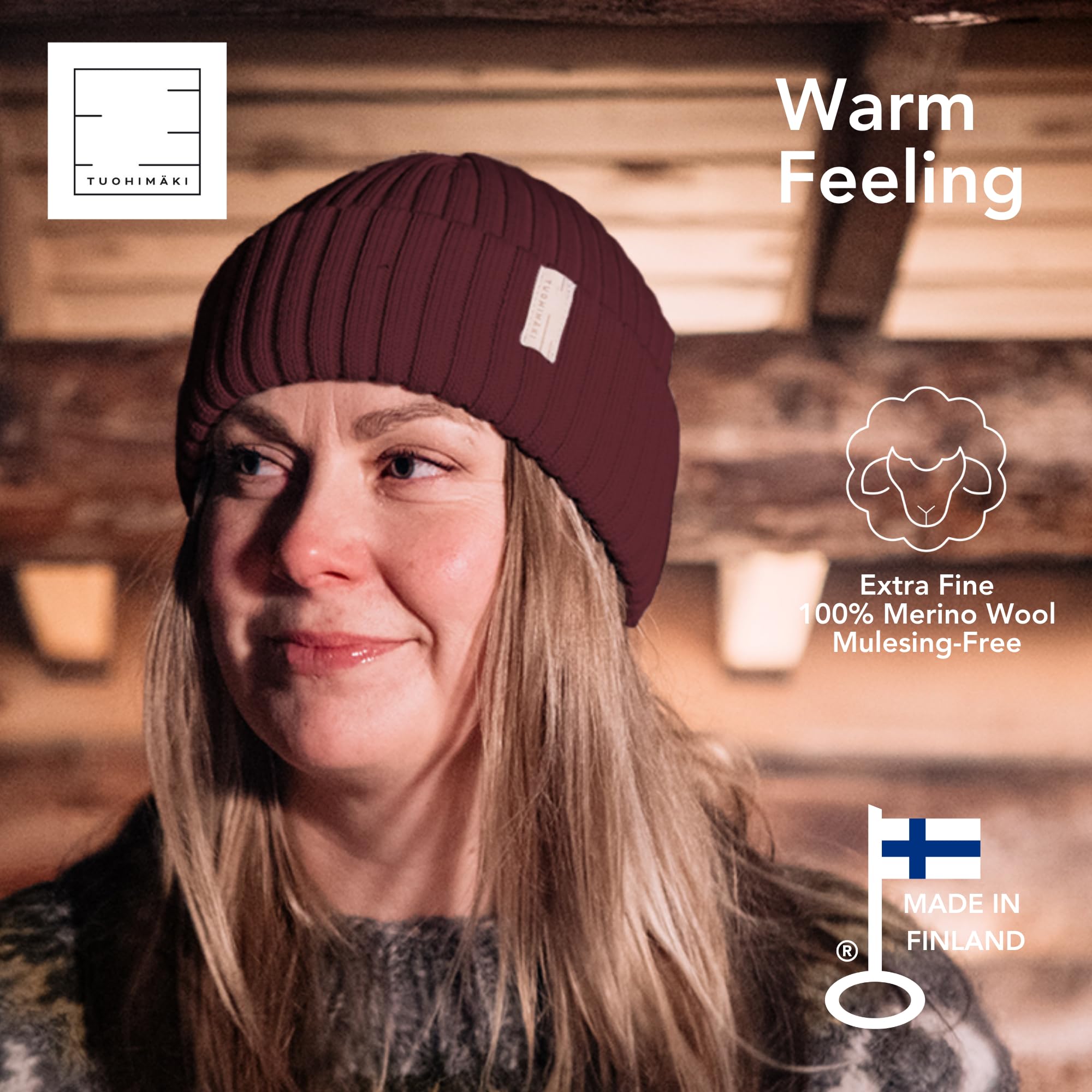Czapka z 100% wełny merynosowej – Wykonana w Finlandii – Czapka beanie dla mężczyzn i kobiet – Ciepła czapka zimowa dla mężczyzn – Miękka czapka zimowa dla kobiet – Czarna premium czapka