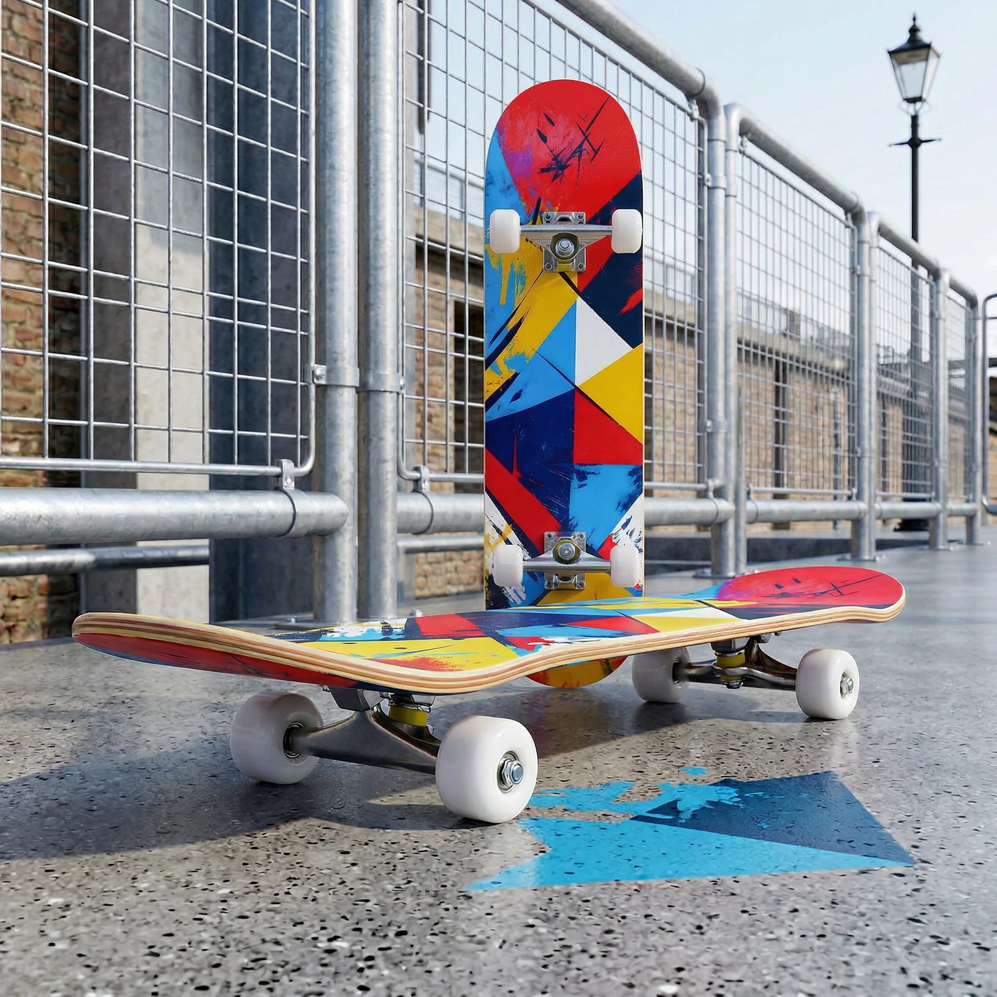 Skateboard Professionnel Double Kick,81 cm en érable, roulements ABEC-7, Roues en PU 95A, Design Graphique personnalisé (81cm, a-Graffiti)