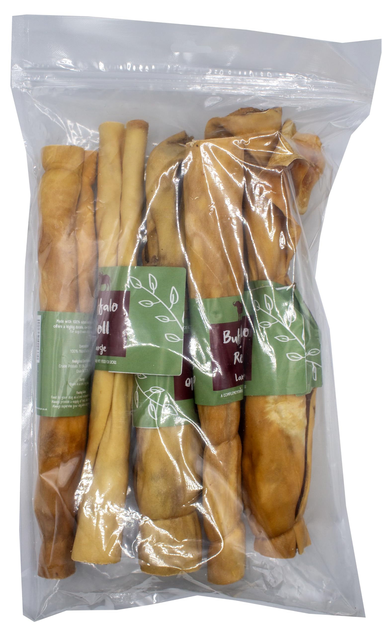 Pure & Natural Buffalo Roll - Large 30cm - 5 Pack - 100% Natural Dog Chew - Air Dried & Grain Free