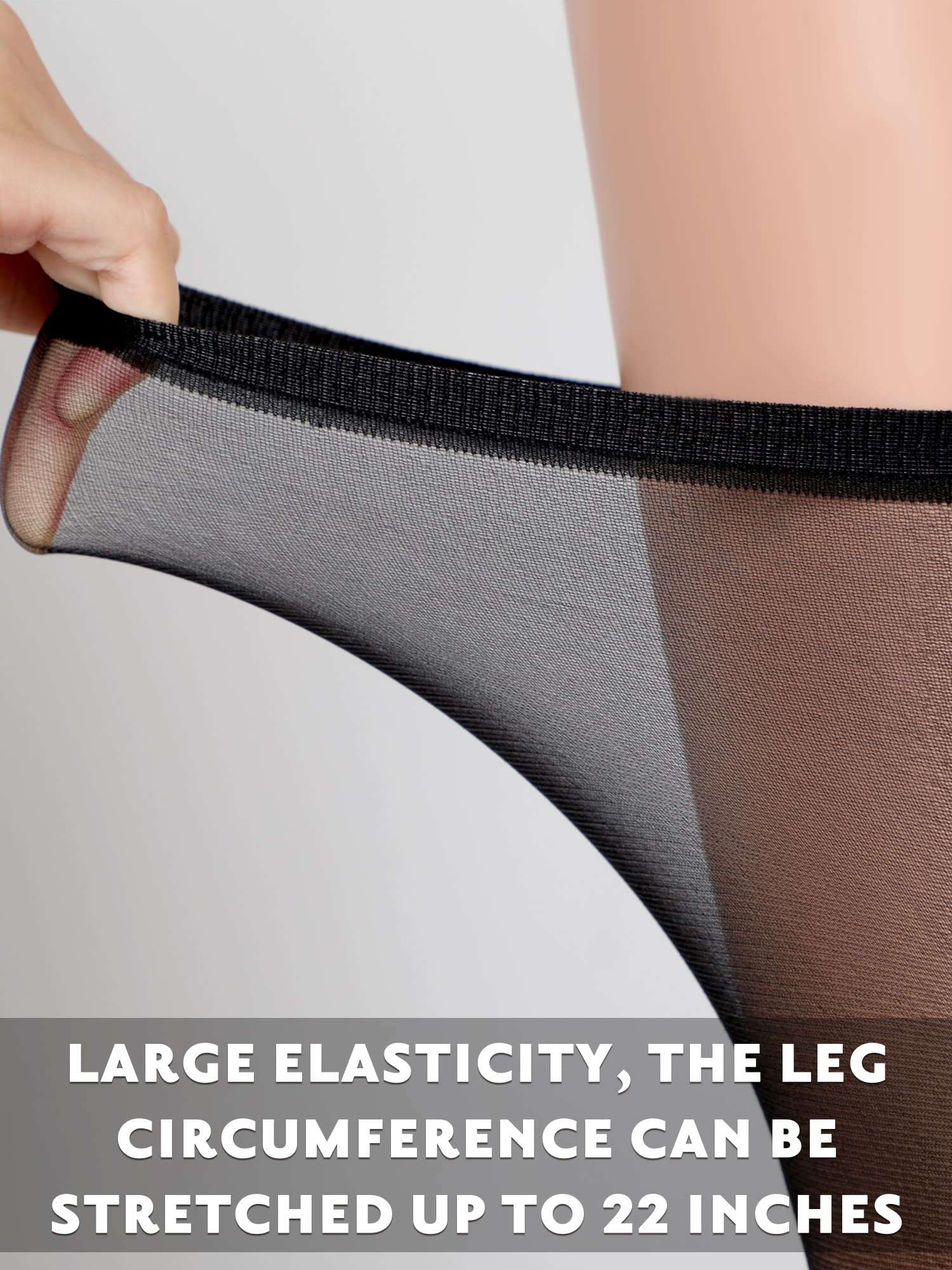 3 Pairs Plus Size Thigh High Stockings Semi Sheer Thigh High Socks Nylon over The Knee Tights Pantyhose for Women Girls: Black