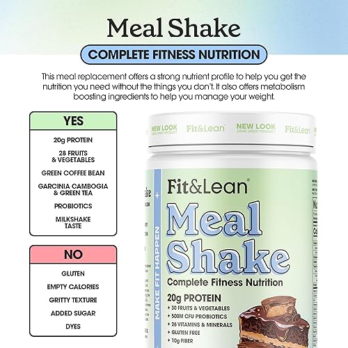 Miniatura 6 de Fit  Lean - Batido de reemplazo de comida para quemar grasa con proteínas fibra probióticos frutas y verduras orgánicas y té verde para recipiente