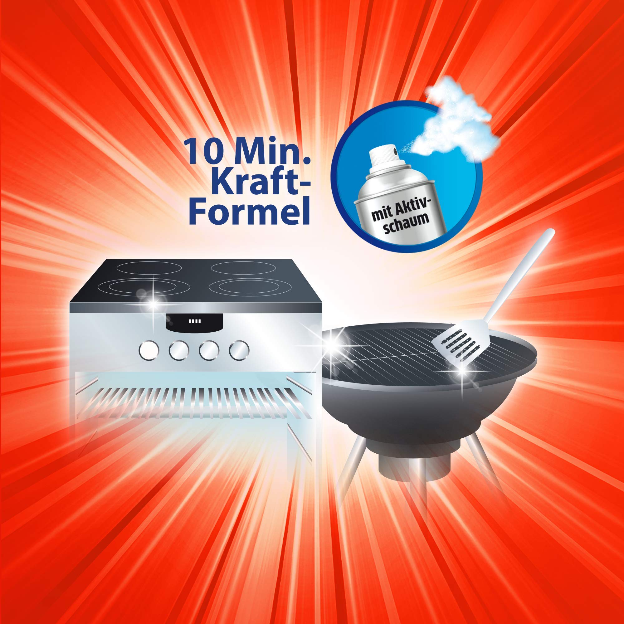 Bref Power Backofen & Grill, Backofenreiniger mit Aktivschaum, 6 x 500 ml, entfernt selbst hartnäckigste Verkrustungen