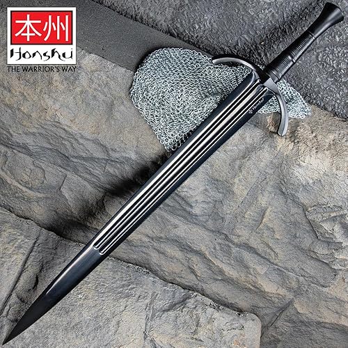 Miniatura 8 de Honshu Espada de una sola mano, opciones de estilo, hoja de acero de alto carbono 1065, mango de madera envuelto en cuero, funda de hoja para un