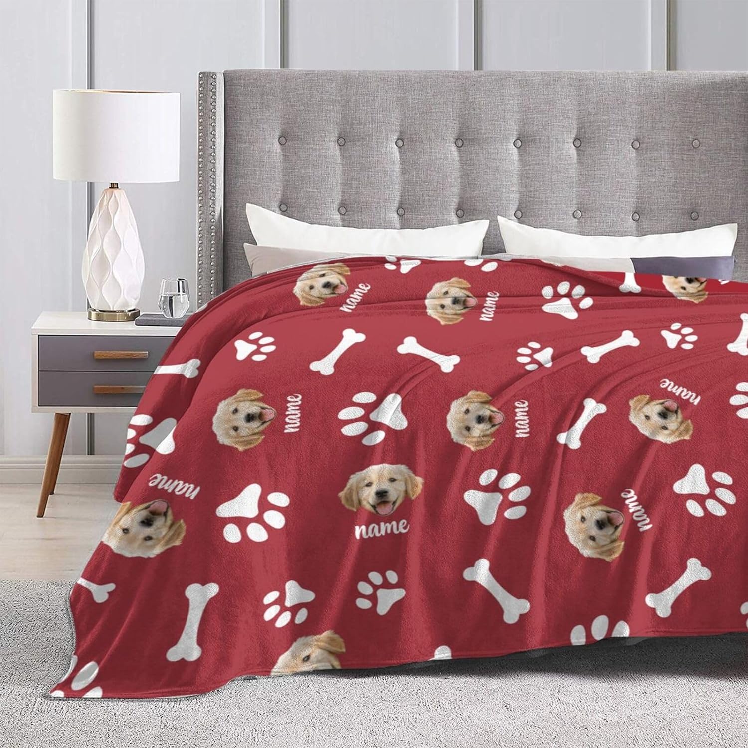 Personalized Dog Face Blanket Throws with Photos, Custom Pet Face Blanket, Dog Gifts for Pet Lovers, Customized Puppy Blanket for Adult Kid Birthday Christmas Fathers Mothers Valentines Gift - Image 4