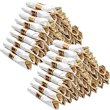 BESTVIP 100 Pack Pre Rolled Gold Plastic Silverware Set, Disposable Wrapped Cutlery Set with 100 Napkins, 100 Knives, 100 Forks and 100 Spoons for Party, Birthday