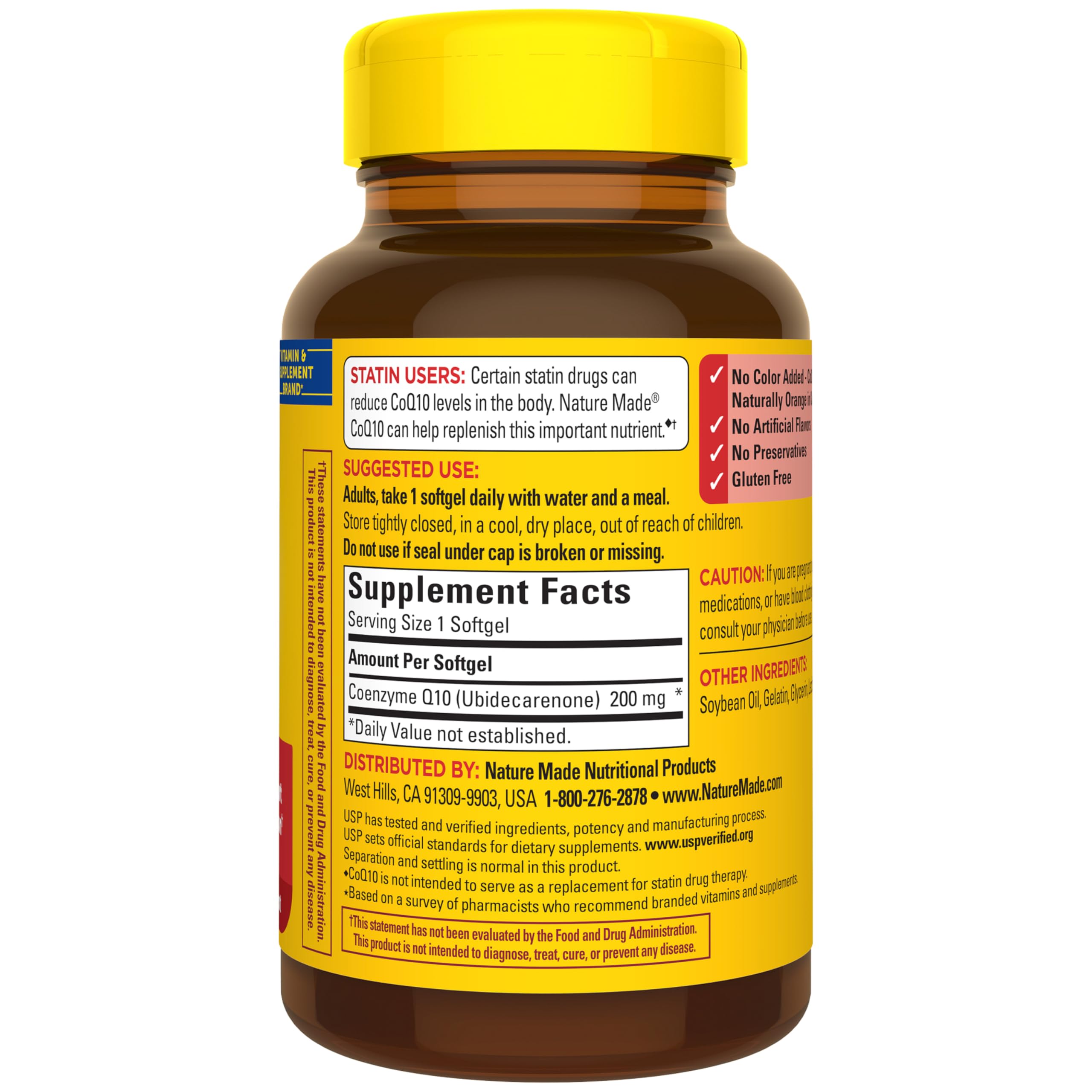 Nature Made CoQ10 200mg, Dietary Supplement for Heart Health Support, 105 Softgels, 105 Day Supply