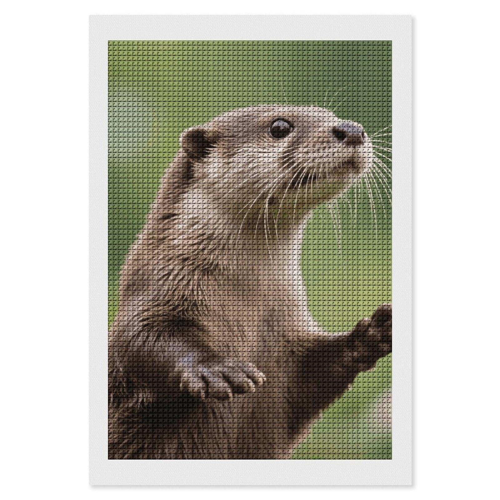 FodPand Clawed Otter 5D Diamond Painting Kits for Adults Beginners Full Drill Square Diamond Dots Pictures Gem Art Supplies for Home Wall Room Decoration DIY Craft Set Gift 8x12