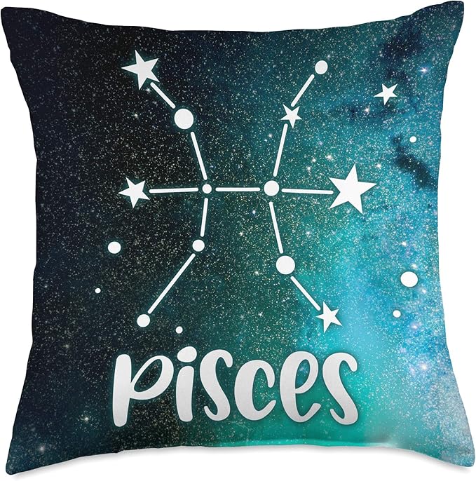 Pisces Horoscope Birthday Gift Galaxy Stars Zodiac Sign Throw Pillow