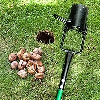 Vista 5 de Herramienta Plantadora de Bulbos, Sacabocados de Césped con Mango Largo y Base Dentada, Herramienta de Jardín 5 en 1 para Tapones de Césped