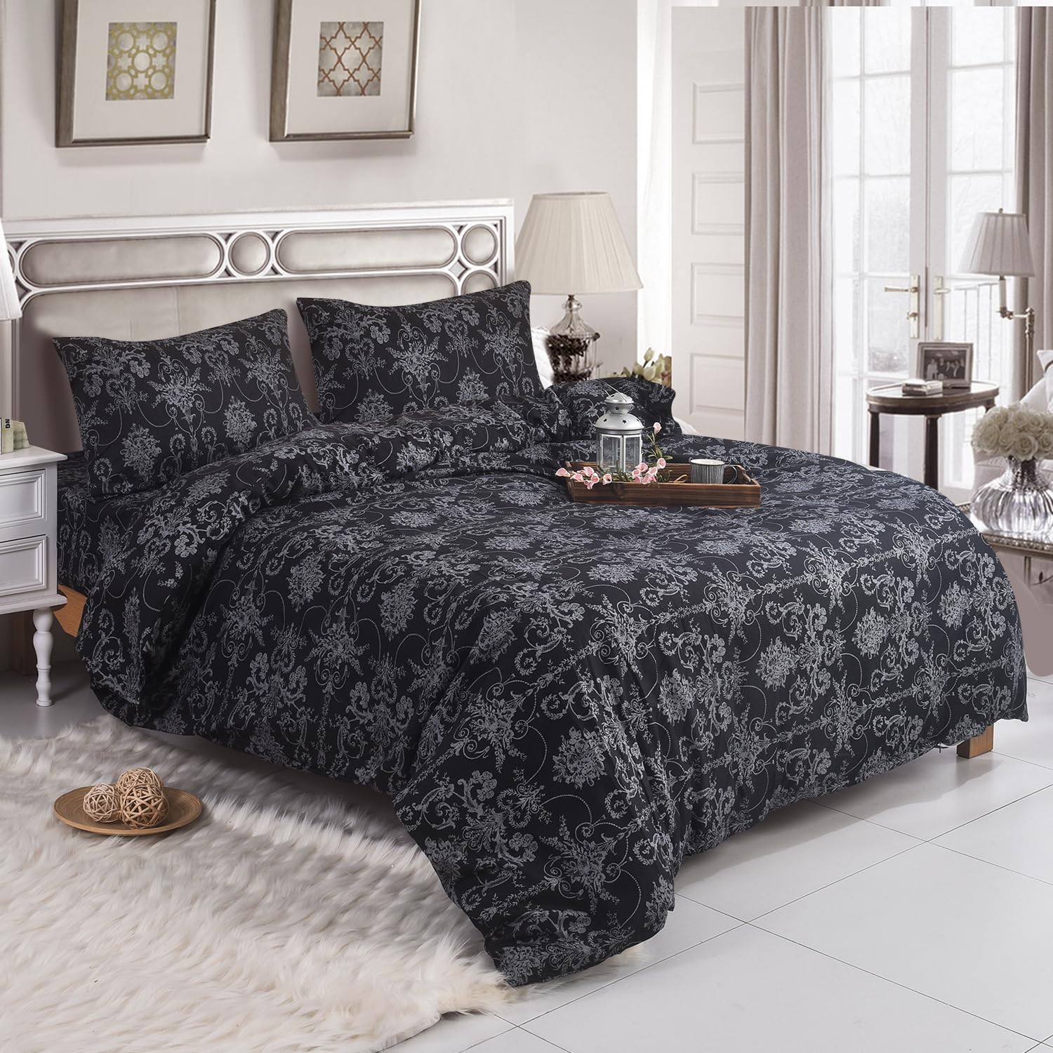 Hadi London 4 Piece Bedding Set Duvet Cover Fitted Sheet with Pillow Cases Soft Brushed Microfibre Printed Complete Bed Sets in Single Double and King Size (MADRID-114-2, Single) โ image 1
