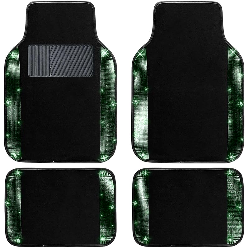 Tapetes automotivos NBTEPEM com acabamento brilhante Green Diamond, conjunto para carro, SUV, caminhonete e van, 4 peças