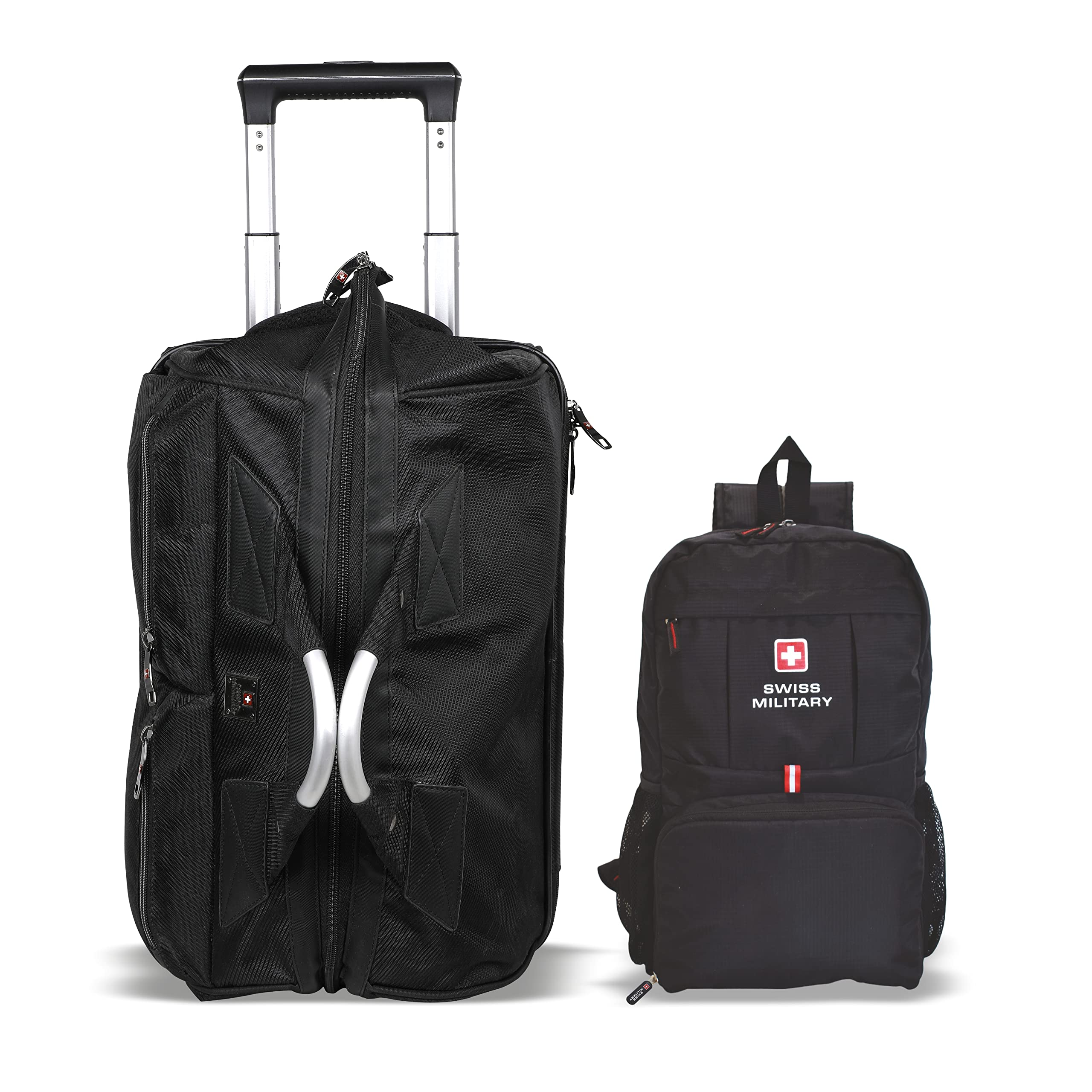 Combo of Duffle Bag for Gym, Travel, Durable Zippers, 25L, Black, 1 & Duffle Trolley Bag, Travel Bags for Luggage, Cabin Luggage with Ergonomic Wheels, Trolley Bag, 47 L, Black, 1-image-36