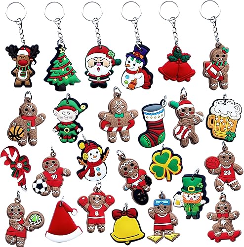 25 piezas de llaveros de Navidad, etiquetas para llaves, bolsas de regalo, regalo de Navidad, dijes de vacaciones para niños