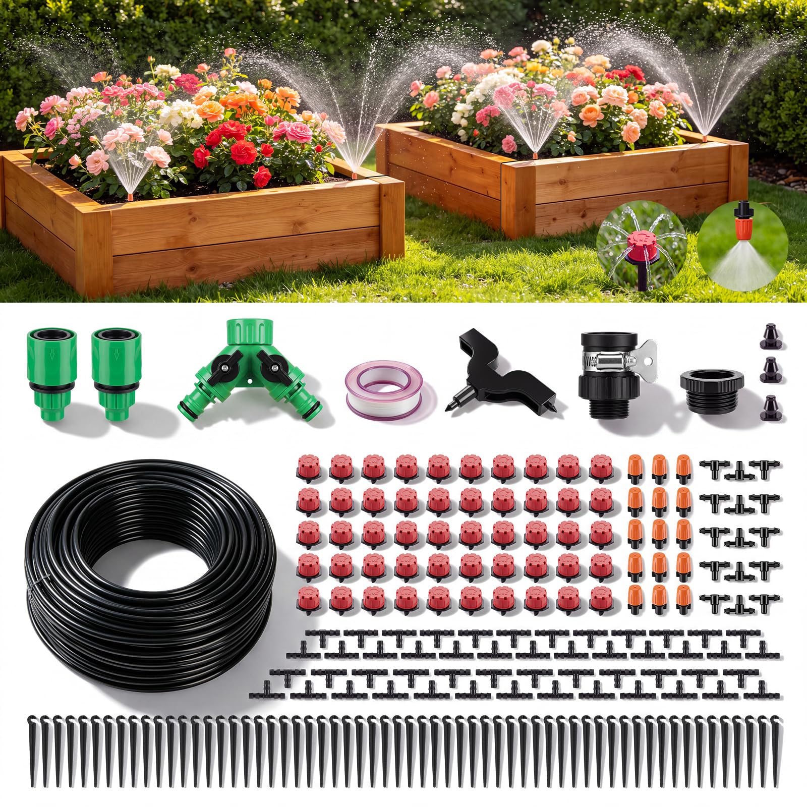 SoulBay 164FT/50M Irrigation System Kit Drip Irrigation System for Garden