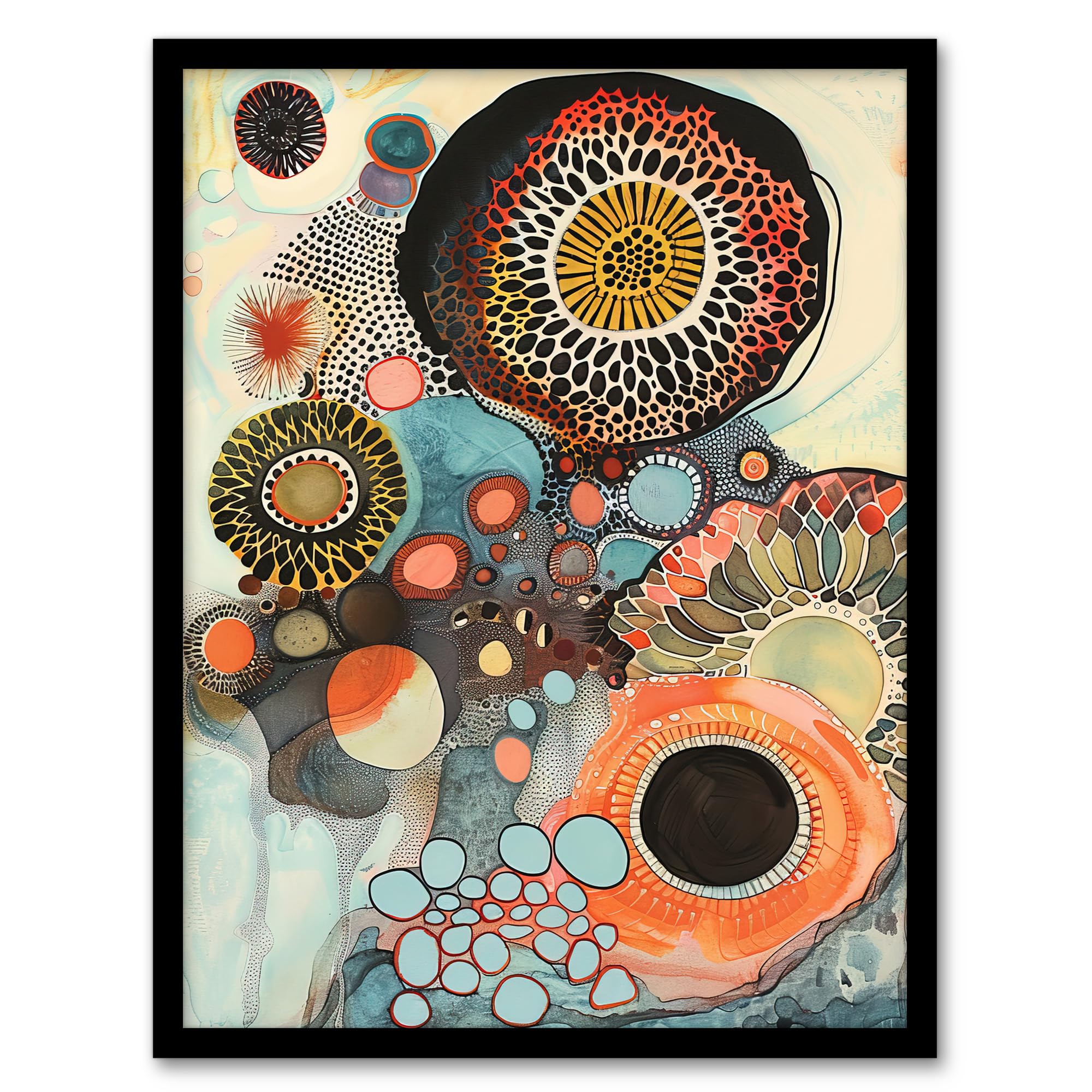 Artery8 Abstract Mandala Patterns Floral Watercolour Living Room Artwork Framed Wall Art Print A4
