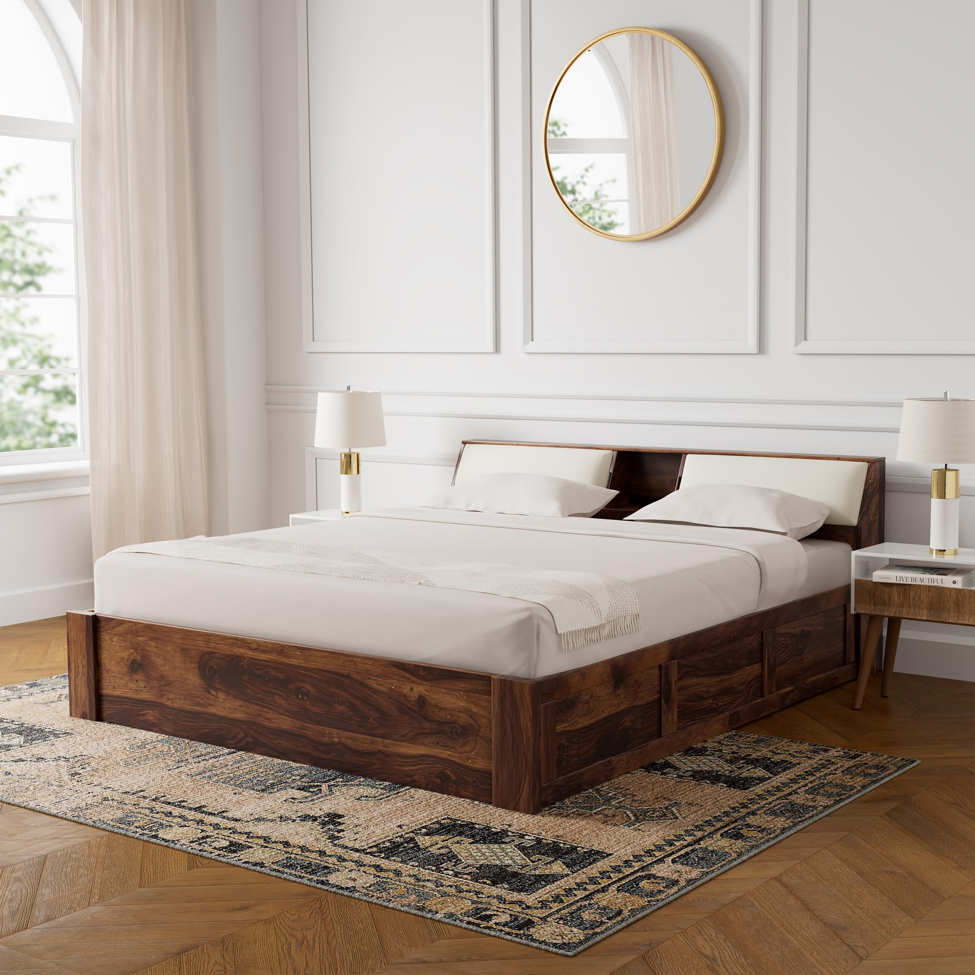 Amazon Brand - Solimo Cazz King Size Solid Sheesham Wood Bed with Box Storage (Natural Finish) (B09V5NRTQX) Amazon Price History, Amazon Price Tracker