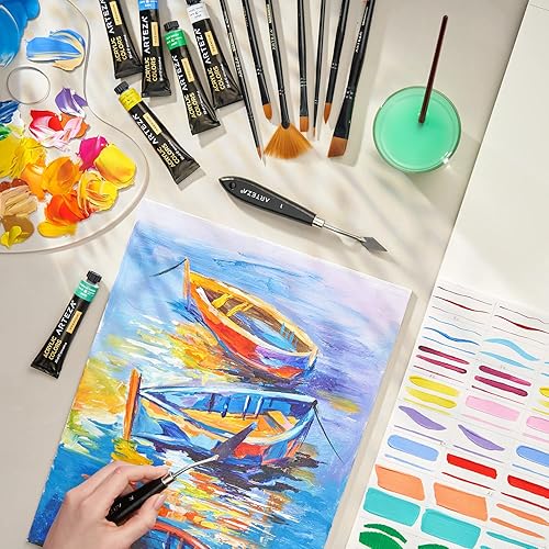 Miniatura 7 de Arteza Tableros de lienzo para pintura, paquete de 14, 5 x 7 pulgadas, paneles de lienzo negro en blanco, 100% algodón, 8 onzas imprimadas con geso,