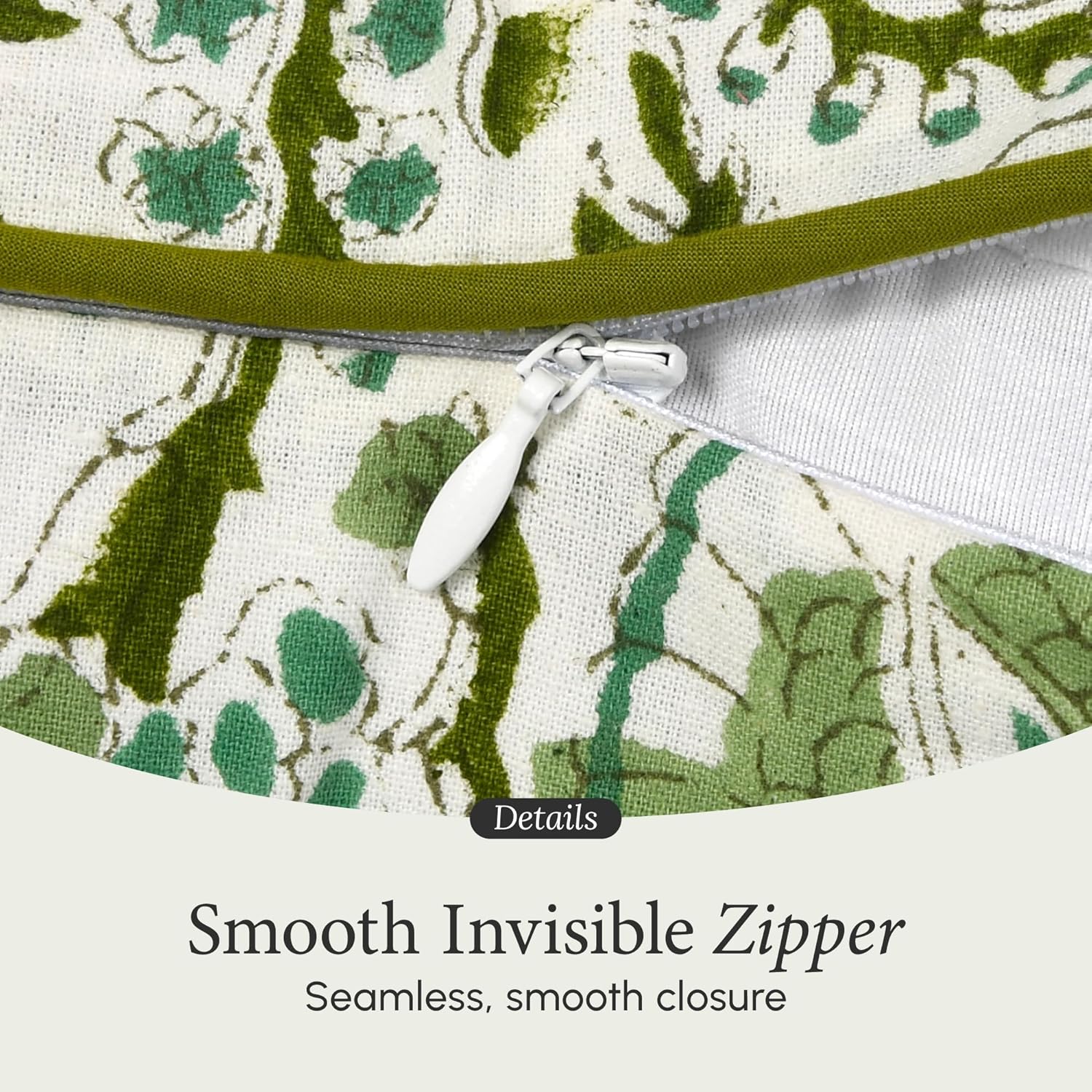 CPC 100% Cotton Throw Pillow Covers 18x18 Inch, Set of 2 Green Block Print Pattern Couch Pillow, Cute Boho Decorative Pillows for Living Room, Bedroom with Hidden Zipper- Agate Green - Image 7