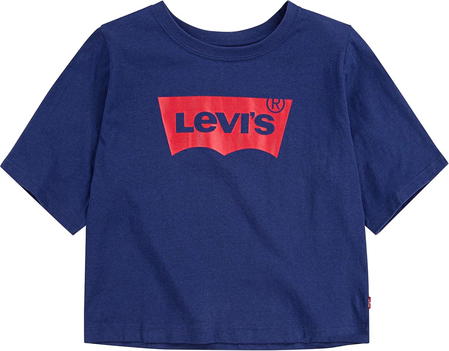 Levi's ガールズ リトルハイライズ バットウィングTシャツ、メディーバルブルー、5, 中世ブルー, Small