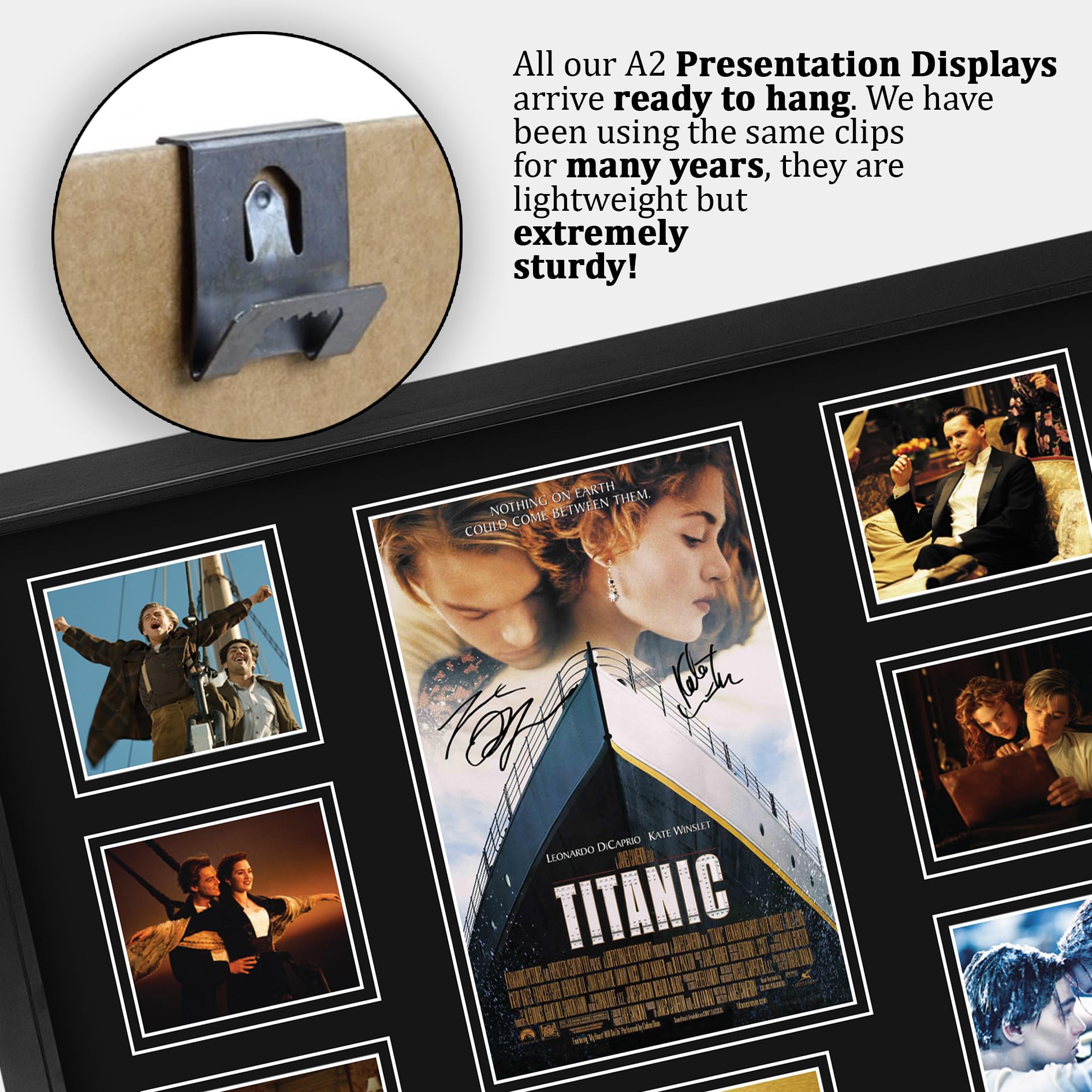 HWC Trading Titanic Leonard DiCaprio, Kate Winslet Geschenke Geducktes Signiertes Autogramm Foto für Fans von Film Memorabilien - A2 Gerahmt (ID-006593)