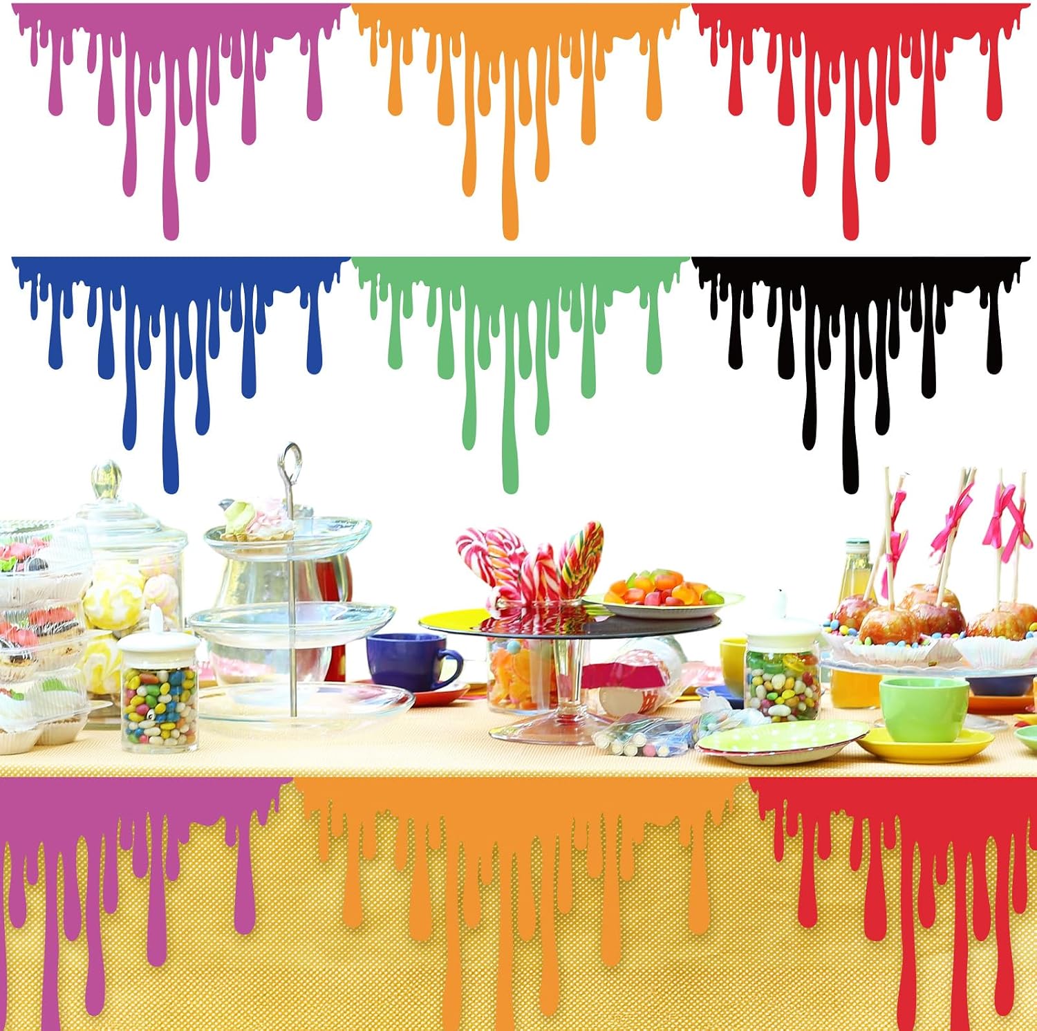 6 Pcs Art Party Table Skirt for Classroom Back to School Decorations
