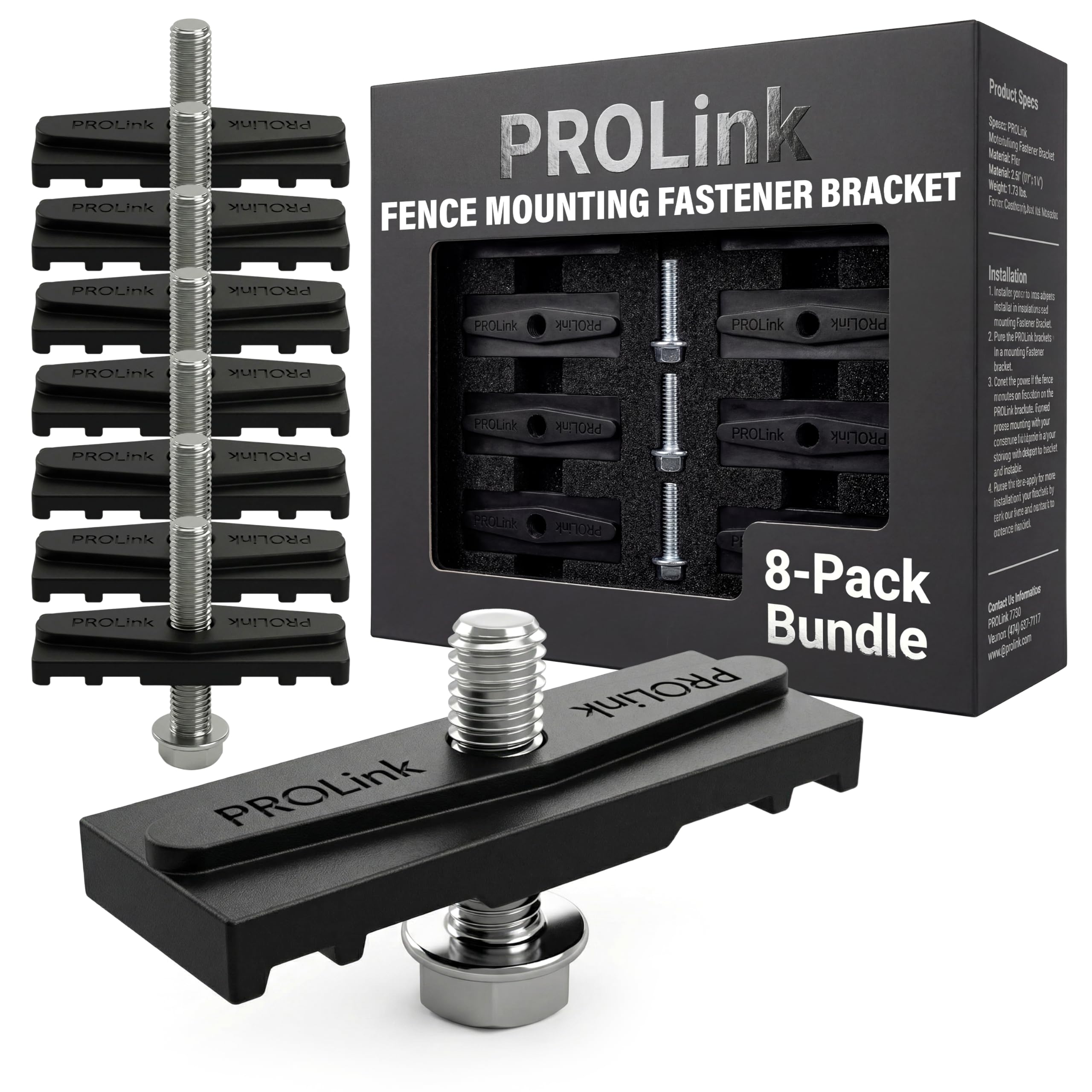 ProLink Sign Bracket for Chain Link Fence [Pack of 8] - Chain Link Sign Fence Mount | Fence Sign Fastener Bracket with Stainless Steel Bolts | Easy Installation, Ideal for Business, Yard, and Events