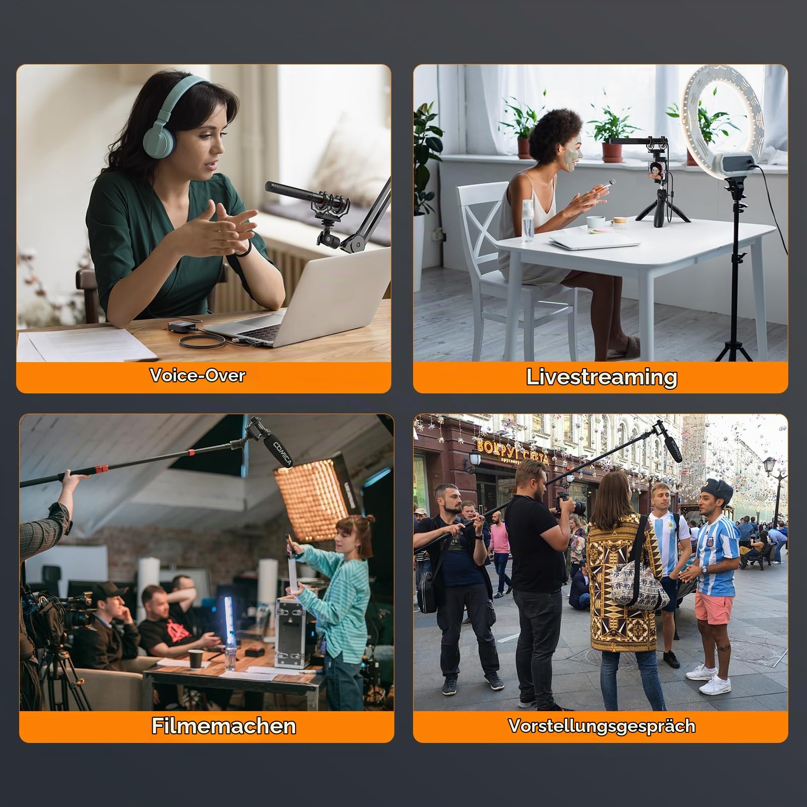 COMICA VM40 Combo Zweikanalige Kabellos Kamera Richtmikrofon (1RX + 2TX) | 32G Onboard-Aufzeichnung, 48kHz/32Bit Auflösung, Noise Cancelling, für Canon, Nikon, Sony Kamera, Camcorder, Content Creation
