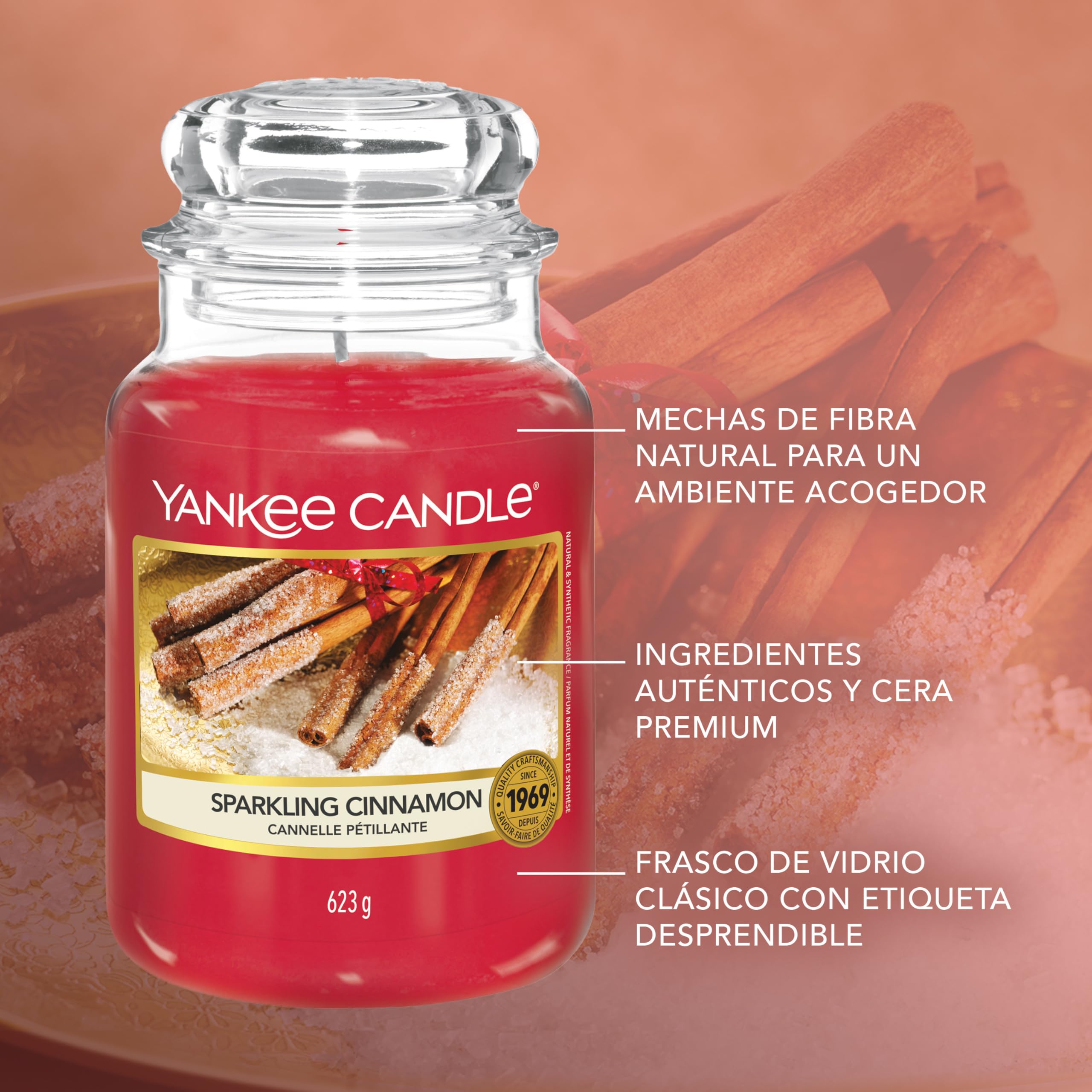 Yankee Candle Vela aromática Sparkling Cinnamon Place tarro grande 150 h