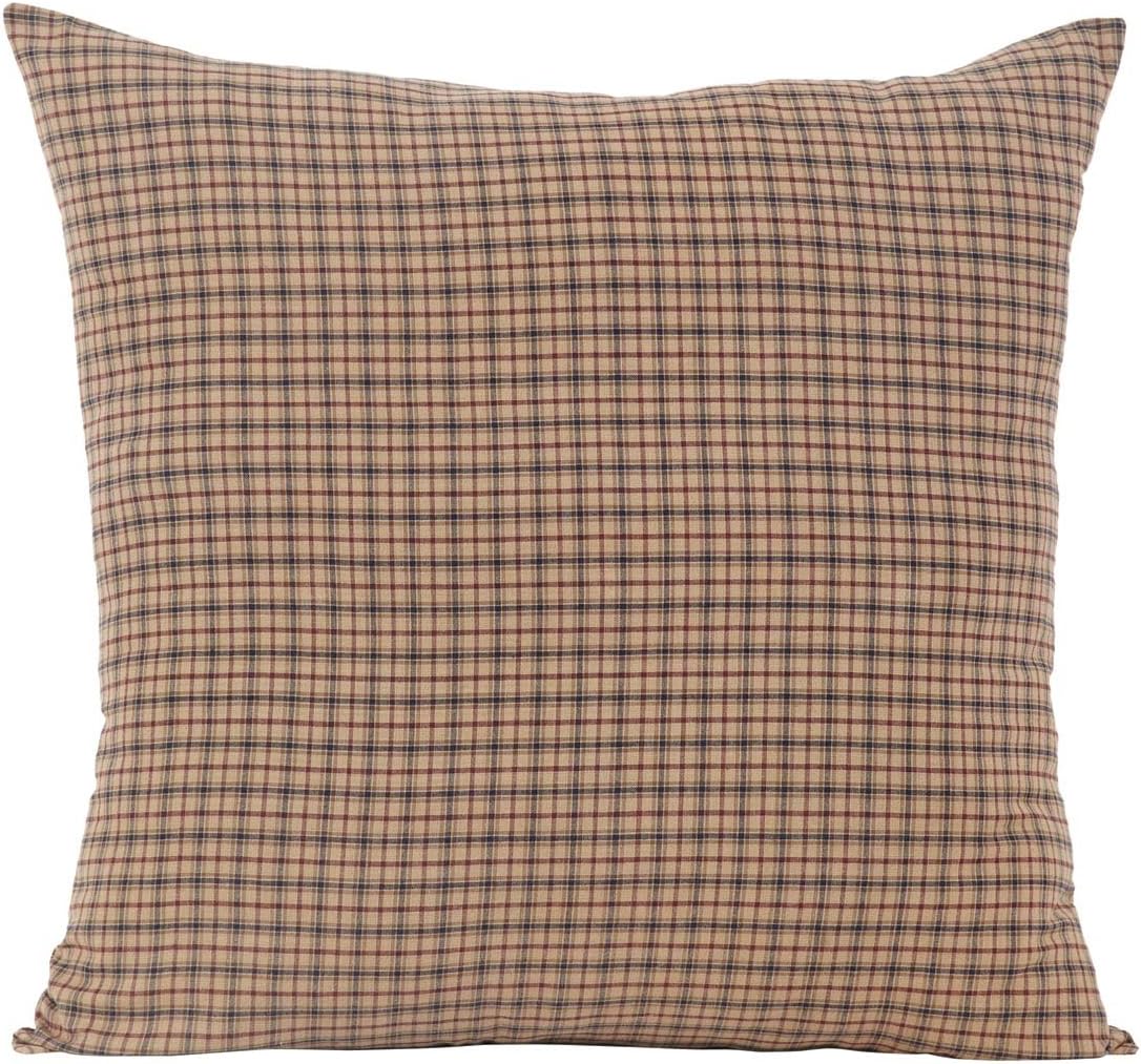 VHC Brands Khaki Tan Rustic Bedding Millsboro Cotton Plaid Square Euro Sham