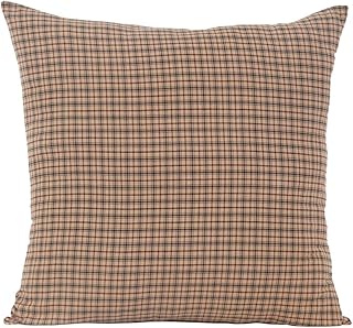 VHC Brands Khaki Tan Rustic Bedding Millsboro Cotton Plaid Square Euro Sham