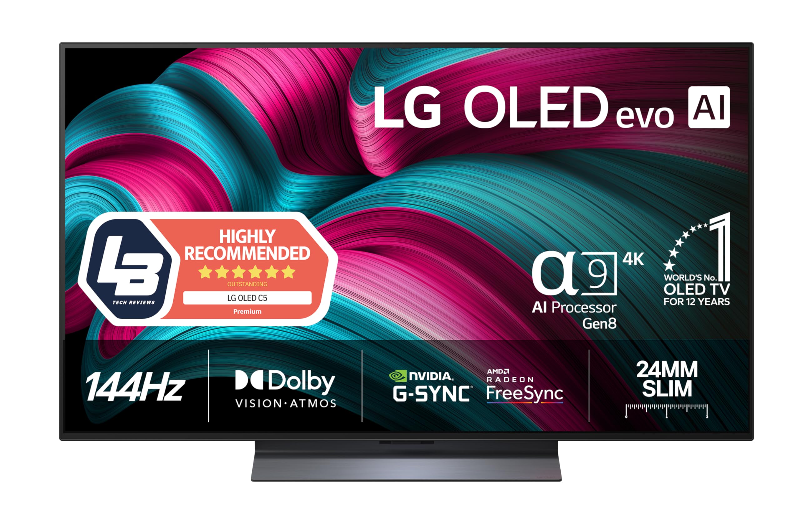 LG OLED evo C5 4K TV, 48", 144 Hz, Dolby Vision IQ, webOS 25, HDMI 2.1, processeur IA, Dolby Atmos