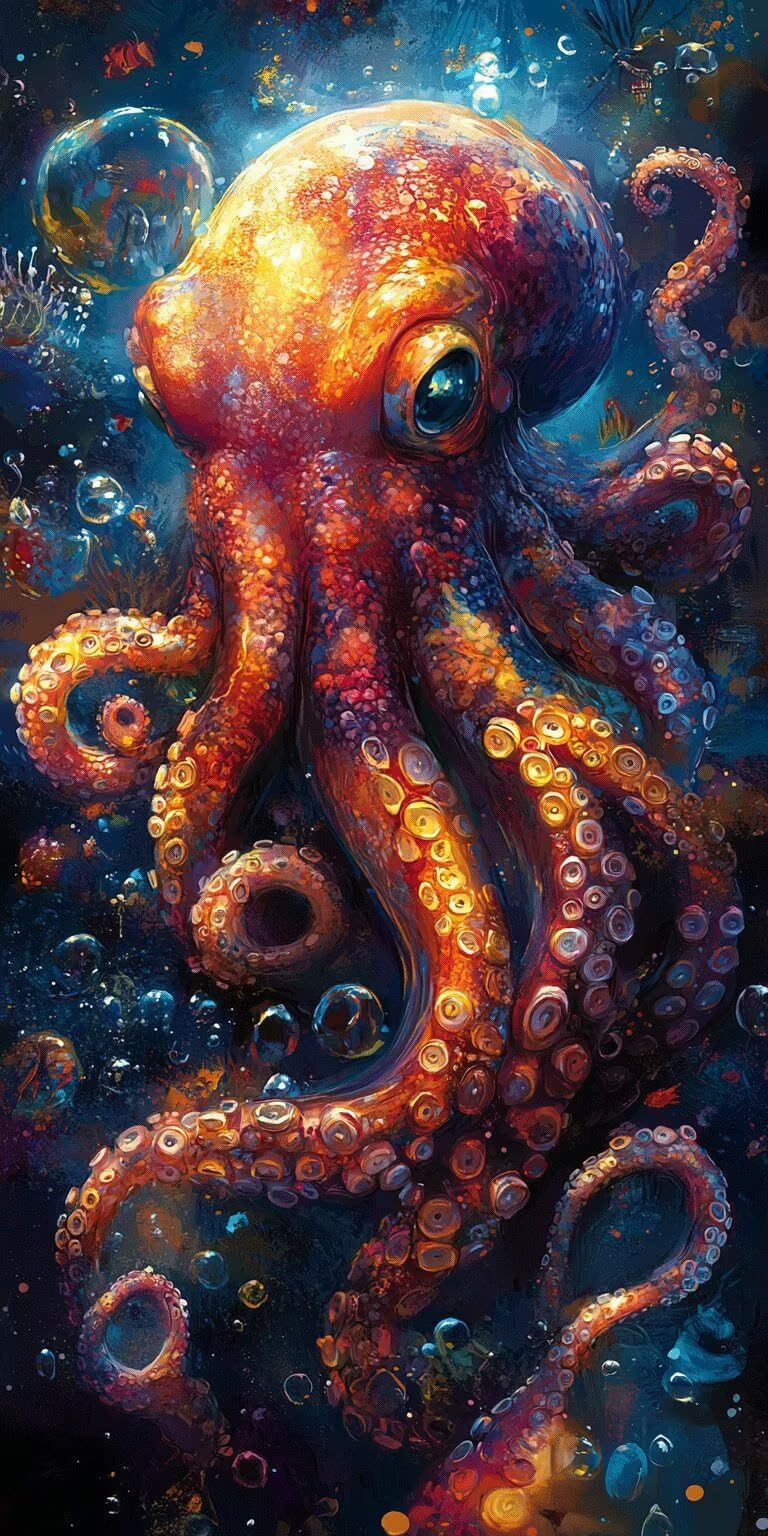 Pintar por Numeros Adultos Pulpo Lienzos 70x140cm, animal, k-484