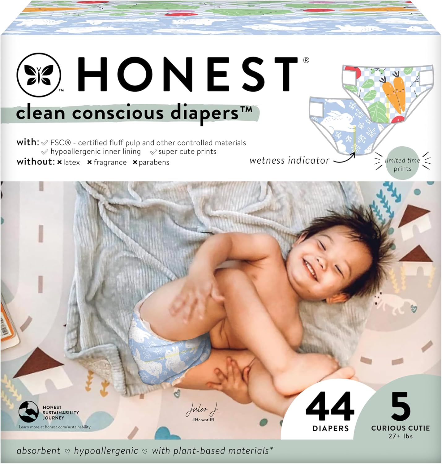 The Honest Company Clean Conscious Diapers | Plant-Based, Sustainable | Spring ’24 Limited Edition Prints | Club Box, Size 5 (27+ lbs), 44 Count The Honest Company Clean Conscious Diapers | Plant-Based, Sustainable | Spring ’24 Limited Edition Prints | Club Box, Size 5 (27+ lbs), 44 Count