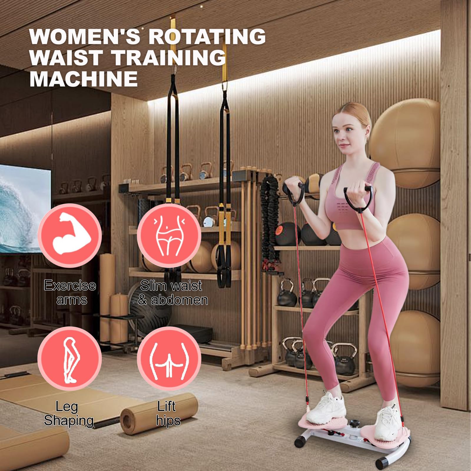 Talia Twister Board Twist Workout Machine - masaż refleksologiczny 3D, cichy 20 dB, regulowana lina napinająca, 150 kg ABS/stal węglowa, przenośna 3,5 kg, bez montażu