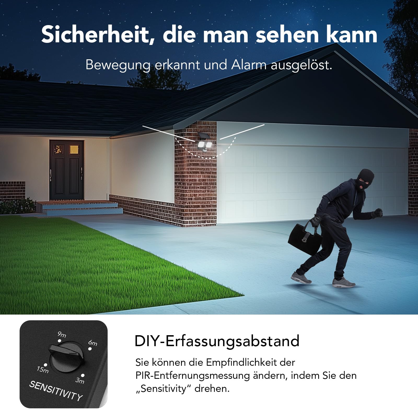 Linkind Solar & 230V Netzstrom Hybrid Außenstrahler mit Bewegungsmelder, Smart App Steuerung Außenleuchte mit RGB Nachtlicht, IP65 Wasserdicht, CCT, Timerfunktion, 25W 3000LM
