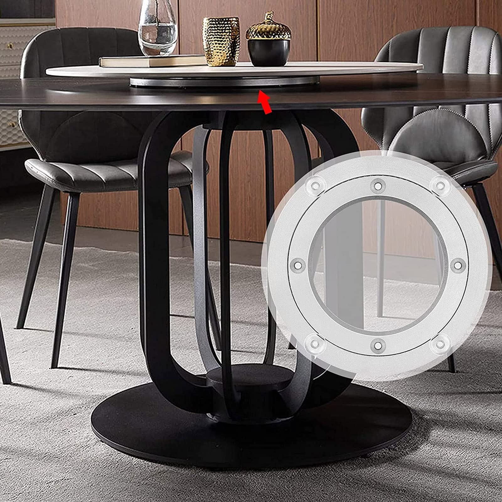 Drehtellerlager aus Aluminiumlegierung für Lazy Susan, robustes Drehlager für Küchentisch, geeignet für Glas-, Granit- oder Holzoberflächen