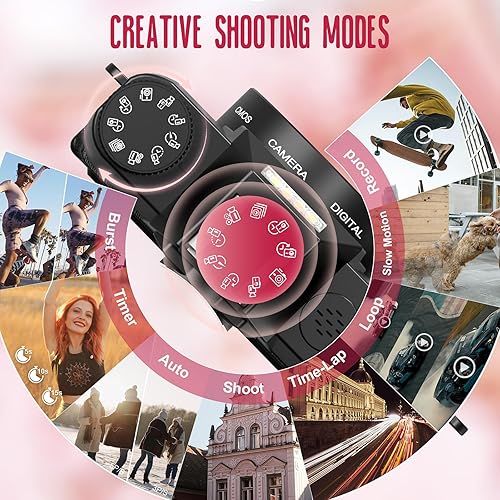 Miniatura 4 de Yatao Cámaras digitales para fotografía y vlogging, pantalla abatible 6K 64MP, lente dual, micrófono para video, tarjeta TF de 64 GB, cámara