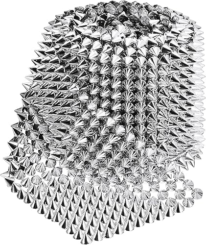 Miniatura 3 de uxcell 1 yarda de puntada en cono de punta, 12 filas de plástico con parte trasera plana, remache punk, cinta para manualidades, bolsos, decoración