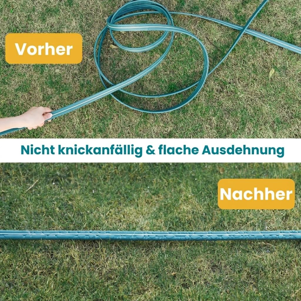 Schlauchregner Sprühschlauch 15 m, Bewässerungsschlauch mit Löchern für feinen Sprühregen, ideal für Rasen, Beete und Hecken, wassersparende Gartenbewässerung