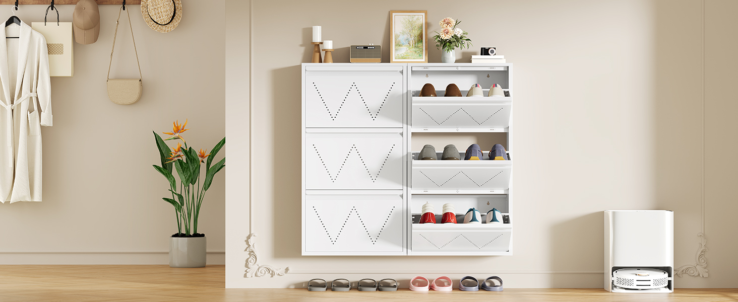 YITAHOME Schuhschrank Mit 3 Schubladen - Weiß & Platzsparend