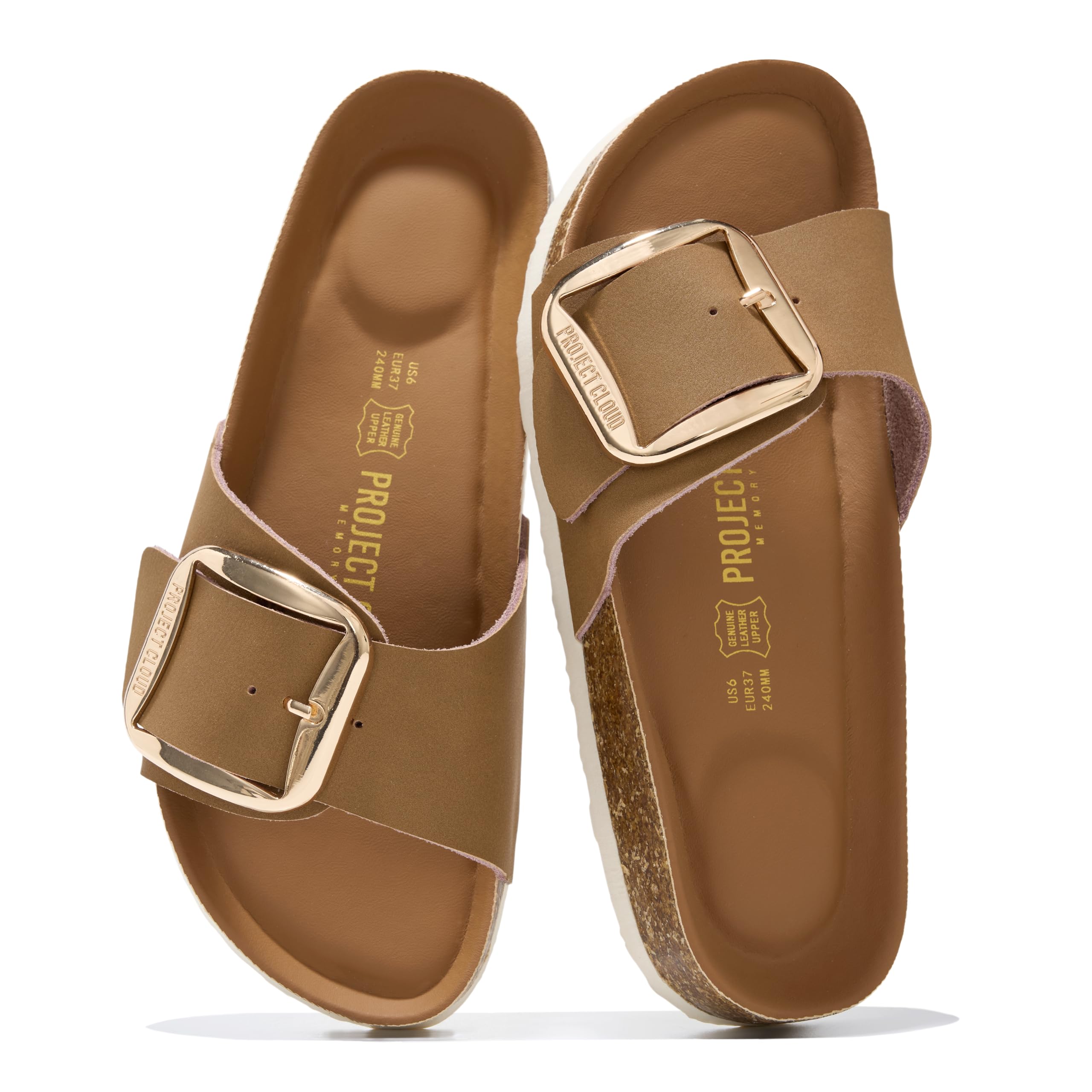 Project Cloud 100% Genuine Leather Sandals Women Comfortable Womens Slides | Slides for Women Beach Essential Lightweight Footwear with Memory Foam Insole Everyday Summer Sandals for Women