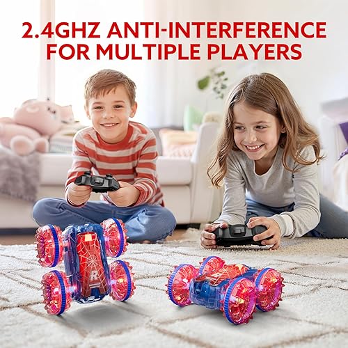 Miniatura 2 de Coches RC impermeables para niños con luces LED, auto a control remoto para niños de 4 a 7 años, 8 a 12 y 4 a 8 años, anfibio 4WD Stunt Car Piscina