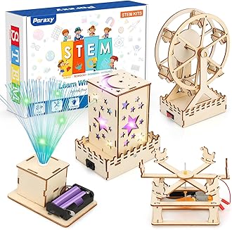 Poraxy 4 in 1 STEM Kits for Kids Age 8-10, Science STEM Projects for Kids 8-12, 3D Puzzles, Educational Craft Building Toys 8-13, Valentines Birthday Gifts for Girls Boys 6 7 8 9 10 11 12 13 Year Old