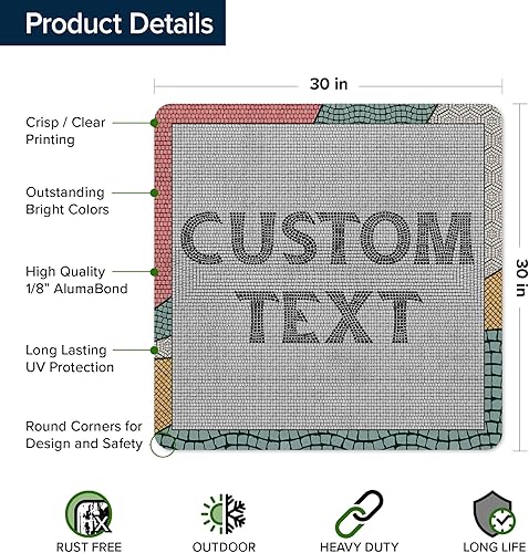 Miniatura 79 de My Sign Center - Letrero personalizado, 11 colores de fuente, 13 estilos de fuente, 4 opciones de agujero, 22 tamaños, 8 x 32 pulgadas, sin óxido,