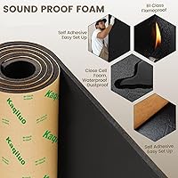 Vista 3 de High Density Self-Adhesive Sound Insulation Acoustic Closed Cell Foam, 5.8 sqft x 0.4in Thick, 50+kg/m³ ,Sound Proof Padding, Fire/Water Resistant