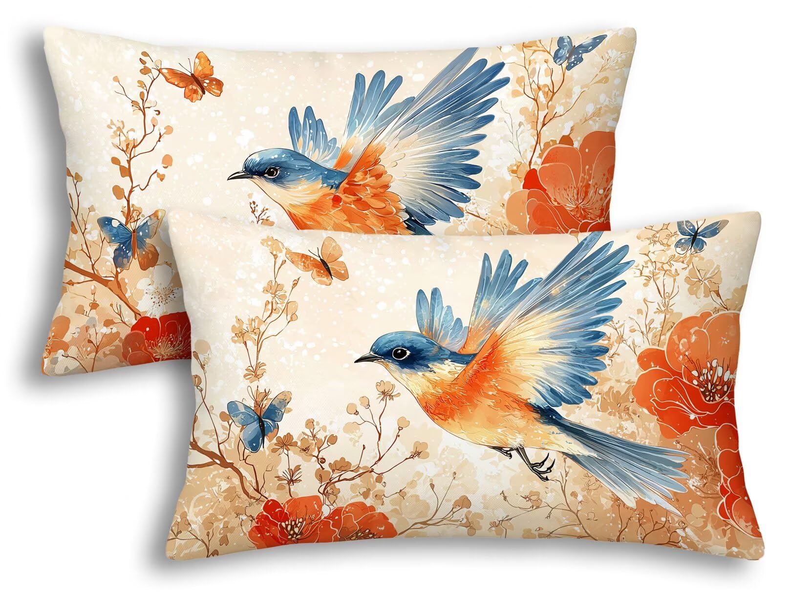 Housse de coussin extérieur imperméable 40x80 lot de 2 taie oreiller déperlant terrasse