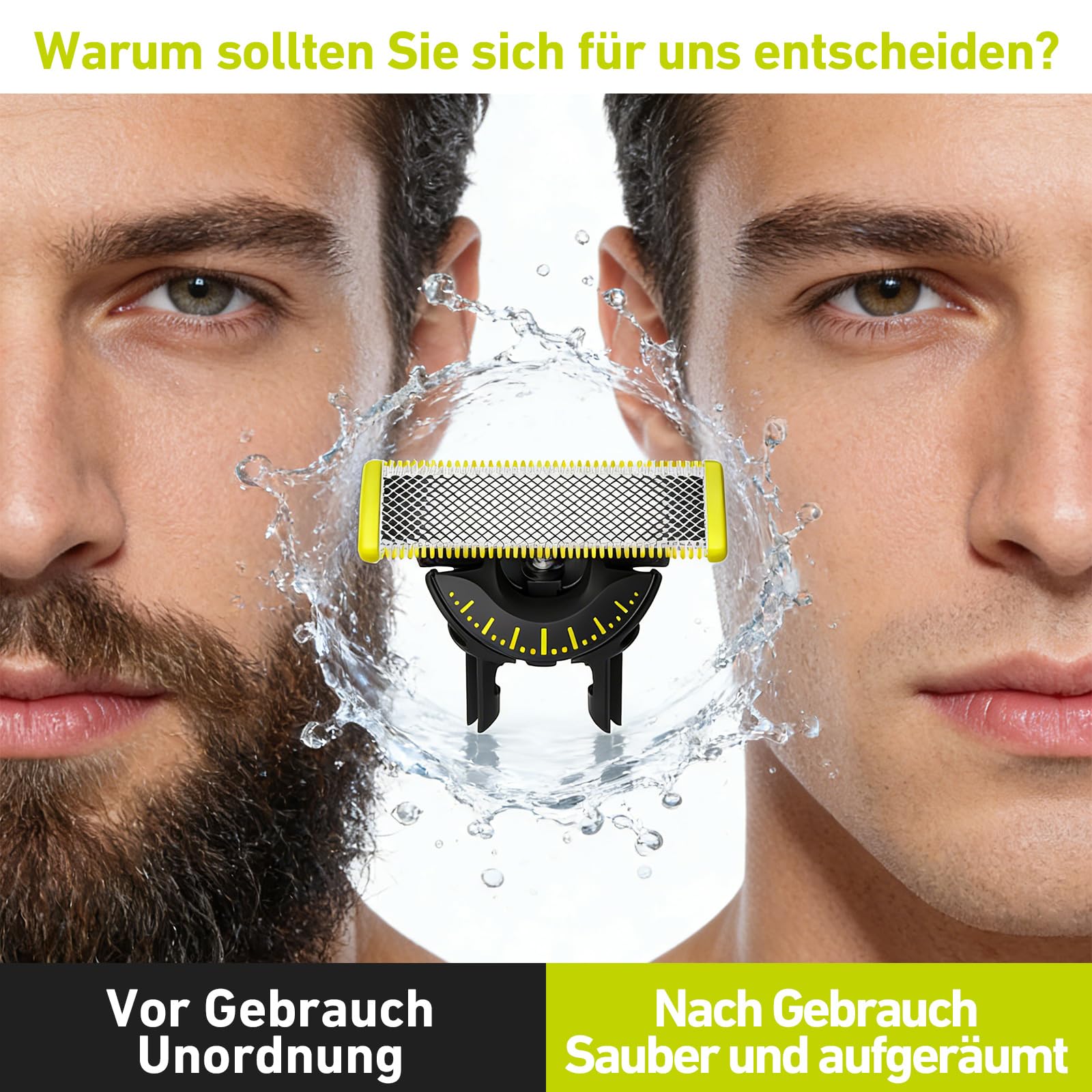 3 Stück 360° Ersatzklingen für Philips OneBlade & OneBlade Pro – Bruchsicher mit Rotationskopf für Gesicht & Körperrasur
